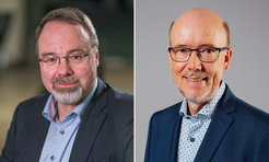 Kai Sundmacher - rechts im Bild - entwickelt neue verfahrenstechnische Prozesse für eine klimaneutrale Chemieindustrie. links im Bild - erforscht, wie Innovationen erfolgreich in die Anwendung kommen – auch in der Kreislaufwirtschaft.