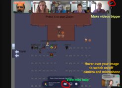 Chat with people standing close to you. If you click on the arrows in the upper right, you can make their videos bigger: